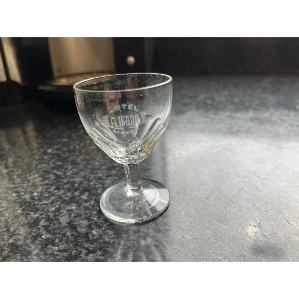 Vintage 1965 Hotel Florida Lisbon Portugal Liqueur Glass Embossed 10 Faceted